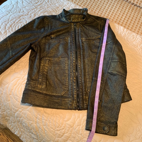 Ralph Lauren Biker Style Cotton Blend Jacket Black/Gold Size L - Picture 6 of 13